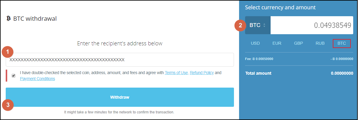 cex io transfer to btc address